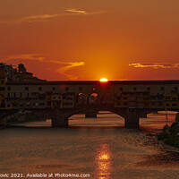 Buy canvas prints of Ponte Vecchio sunset by Ranko Dokmanovic