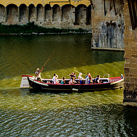 Buy canvas prints of Turist boat under Ponte vecchio by Ranko Dokmanovic