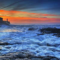 Buy canvas prints of High Tide at Sunrise, Porthcawl Pier by Neil Holman