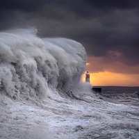 Buy canvas prints of Storm Brian at Sunrise, Porthcawl by Neil Holman