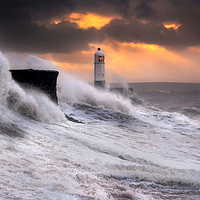 Buy canvas prints of Storm Brian at Sunrise, Porthcawl  by Neil Holman