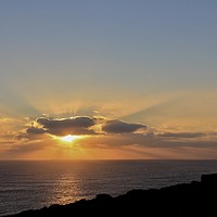 Buy canvas prints of Sunset over Lands End, Cornwall, England by Elvia Worrall