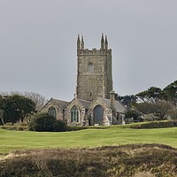 Buy canvas prints of St Uny's Church, Lelant, Cornwall by Elvia Worrall