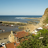Buy canvas prints of Staithes Summer Seaside by Simon Annable