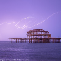 Buy canvas prints of Brighton West Pier Lightning by Pablo Rodriguez