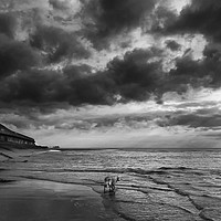 Buy canvas prints of Sand, Sea and Clouds Monochrome by Carl Blackburn