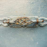 Buy canvas prints of Blue metal handle by Ian Gibson
