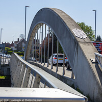 Buy canvas prints of A modern steel road bridge over the river Aon by Joy Walker