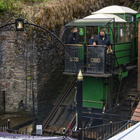 Buy canvas prints of Lynton and Lynmouth water powered cliff railway, Devon, England, by Joy Walker