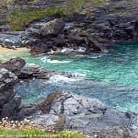 Buy canvas prints of Cliffs and a small beach at Trevose head, Cornwall, UK by Joy Walker