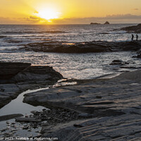 Buy canvas prints of Sunset over the Atlantic Ocean by Joy Walker