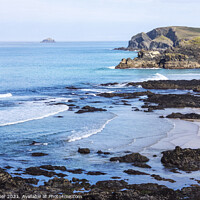 Buy canvas prints of A view along the Cornish coast looking towards Trevone bay  by Joy Walker