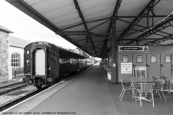 Minehead station, Somerset, UK with a  stationary train  Picture Board by Joy Walker