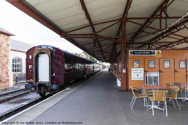 Minehead station, Somerset, UK with a stationary train  Picture Board by Joy Walker