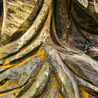 Buy canvas prints of Close-up of a garden wood carving by Joy Walker