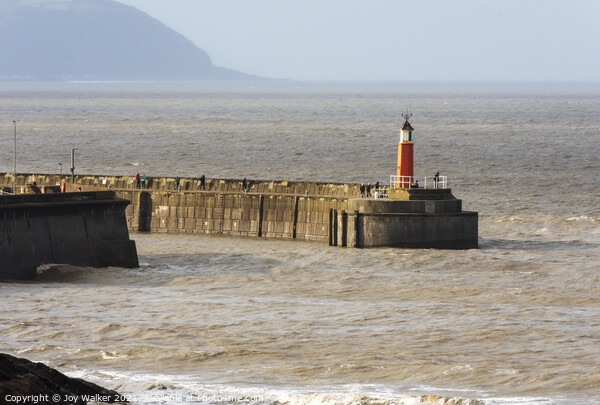 The lighthouse at Watchet harbour entrance, in Somerset Picture Board by Joy Walker