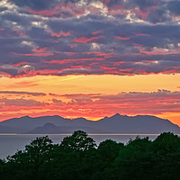 Buy canvas prints of Sunset over Arran by Sue Wood