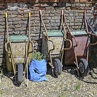 Buy canvas prints of WHEELBARROWS WITH NAMES by Sue Wood