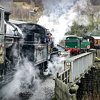 Buy canvas prints of Three steam trains, 43924, 78019 and Nunlow 1704 by Sue Wood