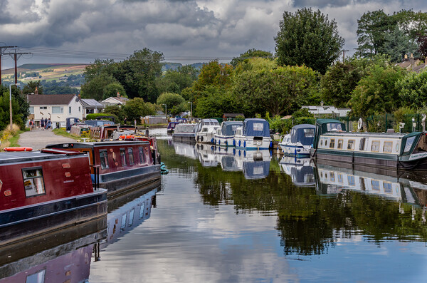 Narrowboats on the Leeds Liverpool Canal in Bingle Picture Board by Ros Crosland