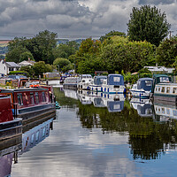Buy canvas prints of Narrowboats on the Leeds Liverpool Canal in Bingle by Ros Crosland