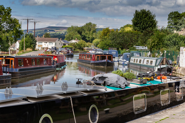 Narrowboats on the Leeds Liverpool Canal at Bingle Picture Board by Ros Crosland