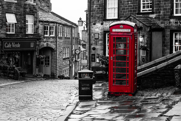 Telephone Box in Haworth, Yorkshire.  Picture Board by Ros Crosland