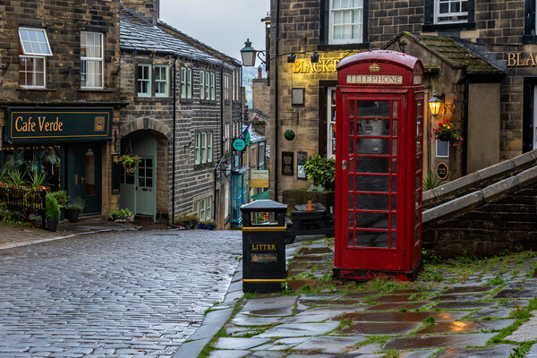 Haworth Main Street, Yorkshire.  Picture Board by Ros Crosland