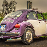 Buy canvas prints of Classic Volkswagen Beetle - Purple 'n White by Marcel de Groot