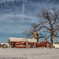 Buy canvas prints of Red barn in the snow by Jo Anne Keasler