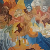 Buy canvas prints of Greek Gods  meeting at the Temples by Marianne Mhitaryan
