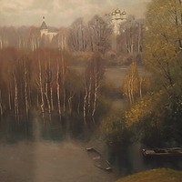 Buy canvas prints of Russian church by the lake by Marianne Mhitaryan