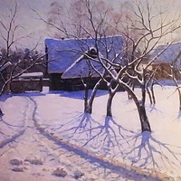 Buy canvas prints of Russian farmhouse in the winter by Marianne Mhitaryan