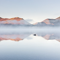 Buy canvas prints of Knitting Fog at Derwentwater, Cat Bells at Dawn by Phil MacDonald