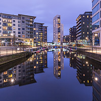 Buy canvas prints of Blue Hour, Leeds Dock Reflections by Phil MacDonald