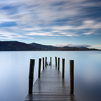 Buy canvas prints of Sunset Jetty, Derwentwater in the UK Lake District by Phil MacDonald