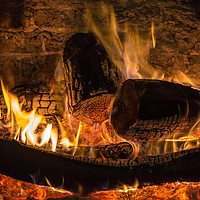 Buy canvas prints of Log fire by Phil MacDonald