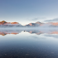 Buy canvas prints of Misty Morning at Derwentwater, Cat Bells at Dawn by Phil MacDonald