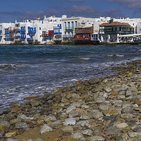 Buy canvas prints of Mykonos Town, Greece Little Venice day view. by Theocharis Charitonidis