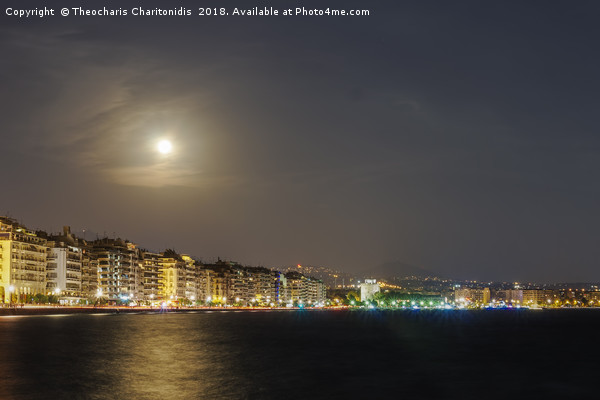 August full moon over Thessaloniki, Greece. Picture Board by Theocharis Charitonidis