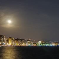 Buy canvas prints of August full moon over Thessaloniki, Greece. by Theocharis Charitonidis