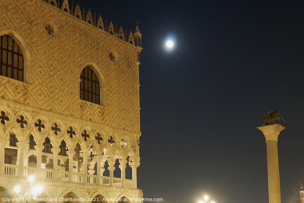 Venice, Italy night view of illuminated Doge’s Palace. Picture Board by Theocharis Charitonidis