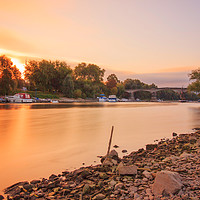 Buy canvas prints of Sunset over the river Rhine by Stefan Giers