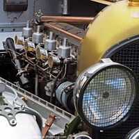 Buy canvas prints of Vintage 1920's 3 litre red label Bentley car engine by Philip Openshaw