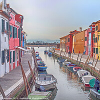 Buy canvas prints of Burano - Canal houses and boats by Philip Openshaw