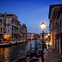 Buy canvas prints of Lamplight in Venice by Philip Openshaw