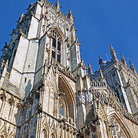 Buy canvas prints of york minster with towers and blue sky by Philip Openshaw