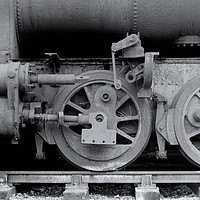Buy canvas prints of wheels on an old rusting steam locomotive  by Philip Openshaw