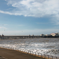 Buy canvas prints of The south pier at Blackpool at high tide by Philip Openshaw