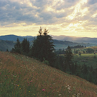 Buy canvas prints of sunrise in Carpathian mountains by Anton Popov